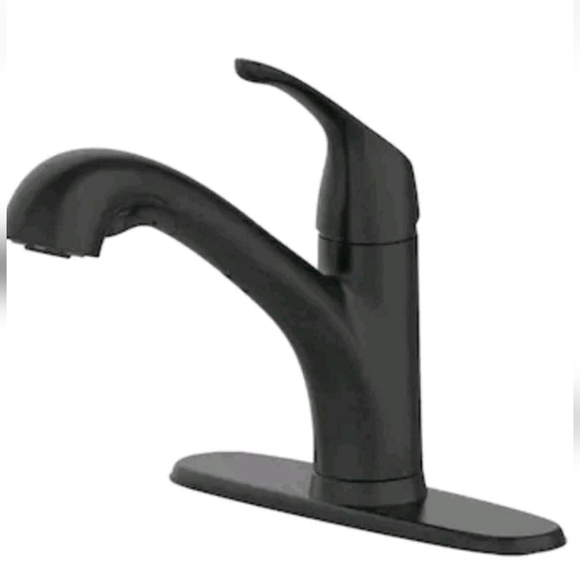 Project Source Everfield Pull-Out Kitchen Faucet Matte Black Finish 5217608 - Picture 1 of 2
